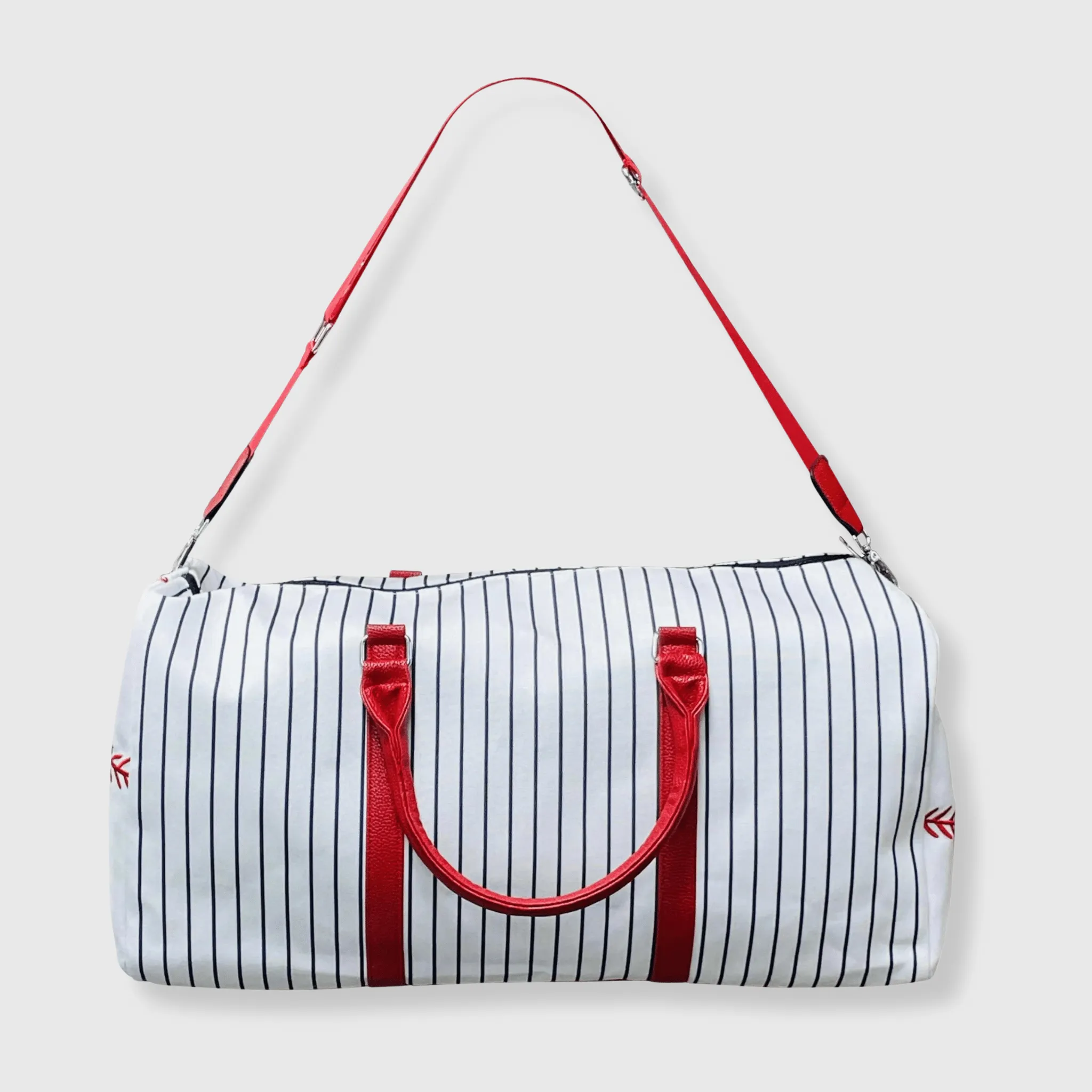 Baseball White Red Duffel Bag