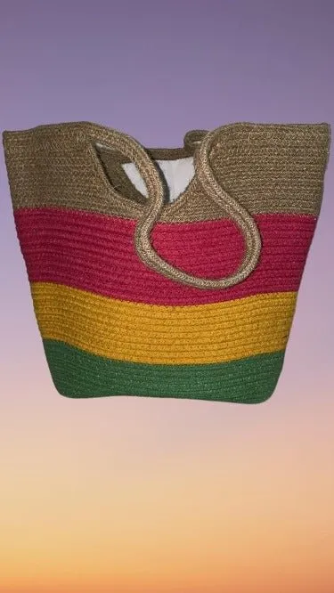 Colourful Jute Tote Bag