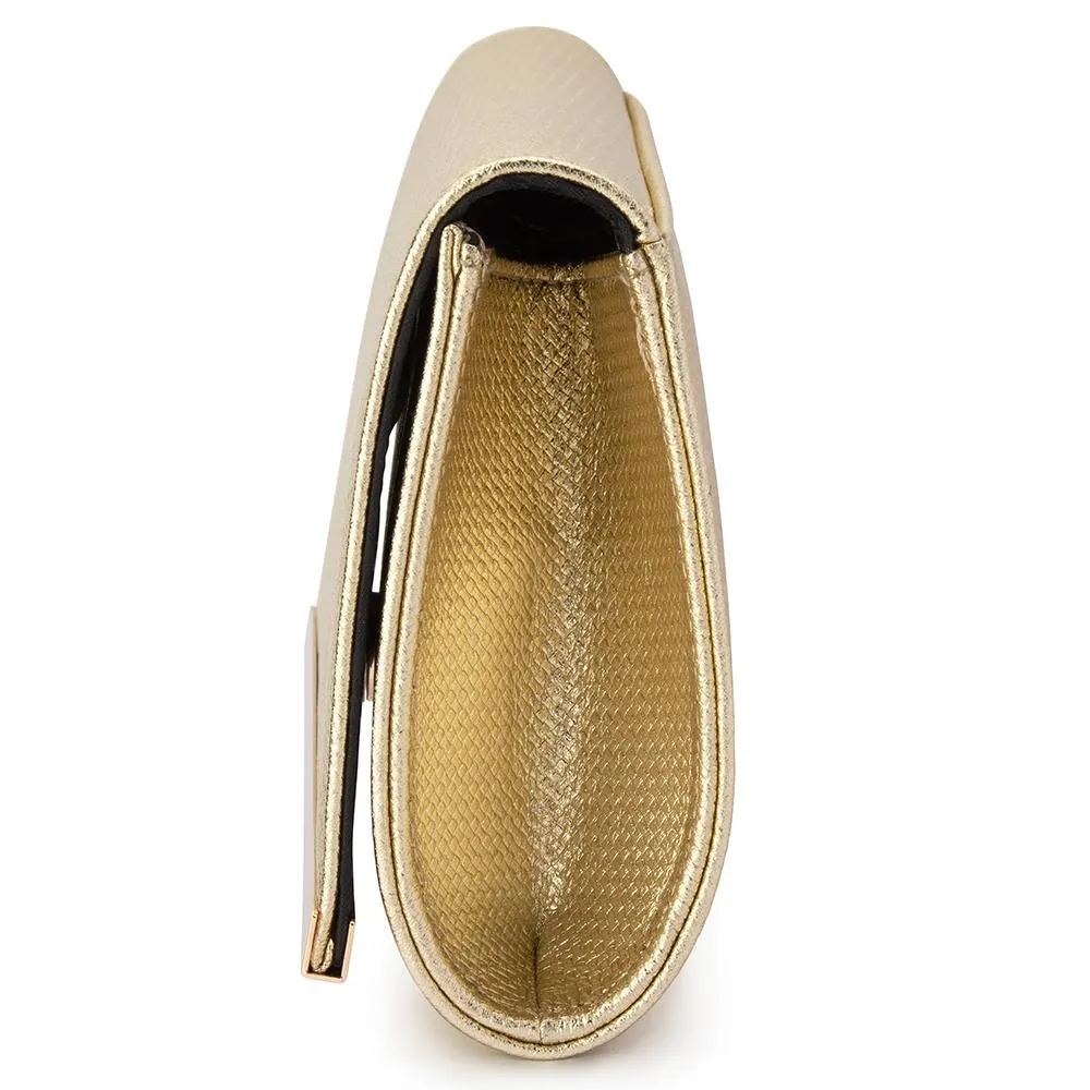 MADDIE Metallic Embossed Foldover Clutch