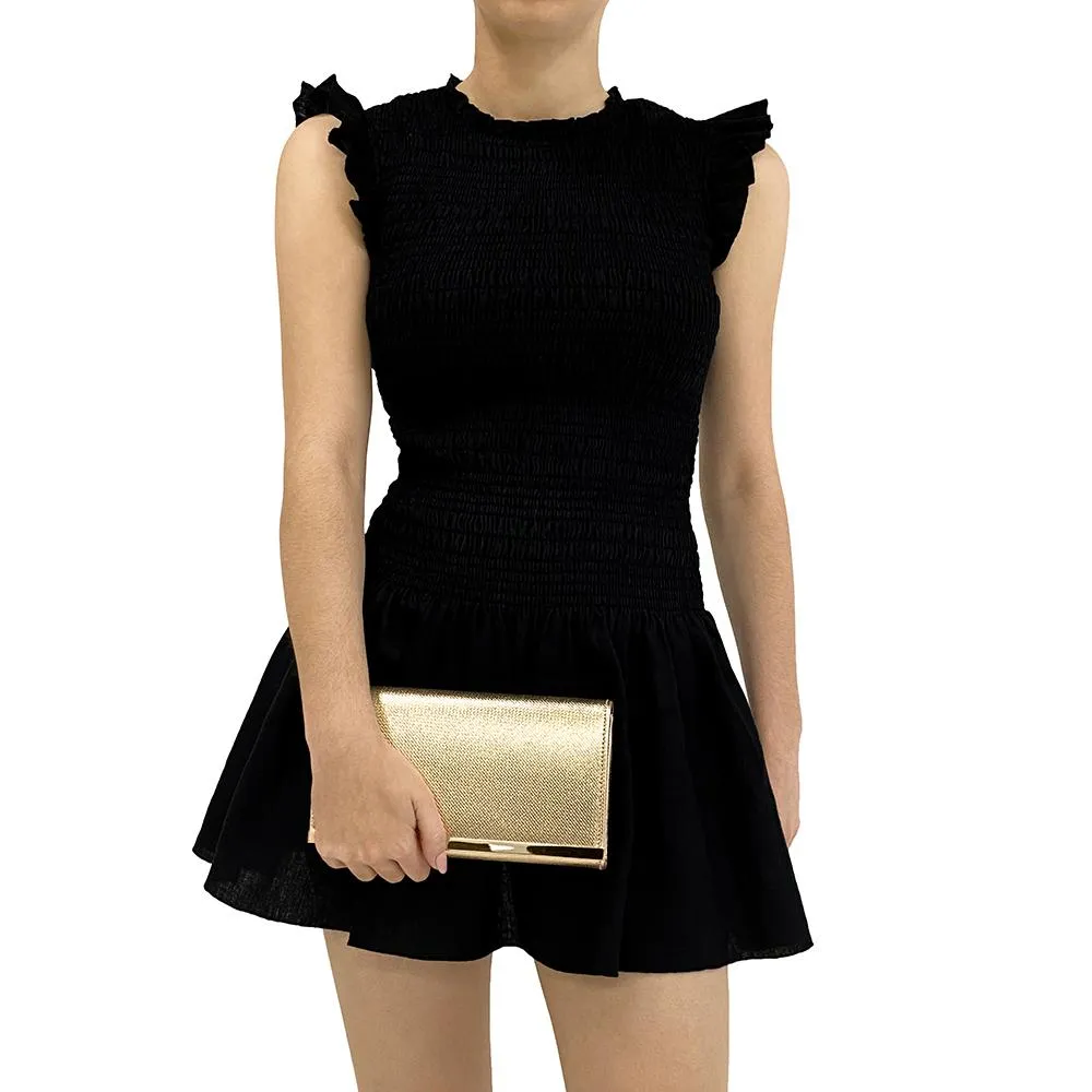 MADDIE Metallic Embossed Foldover Clutch