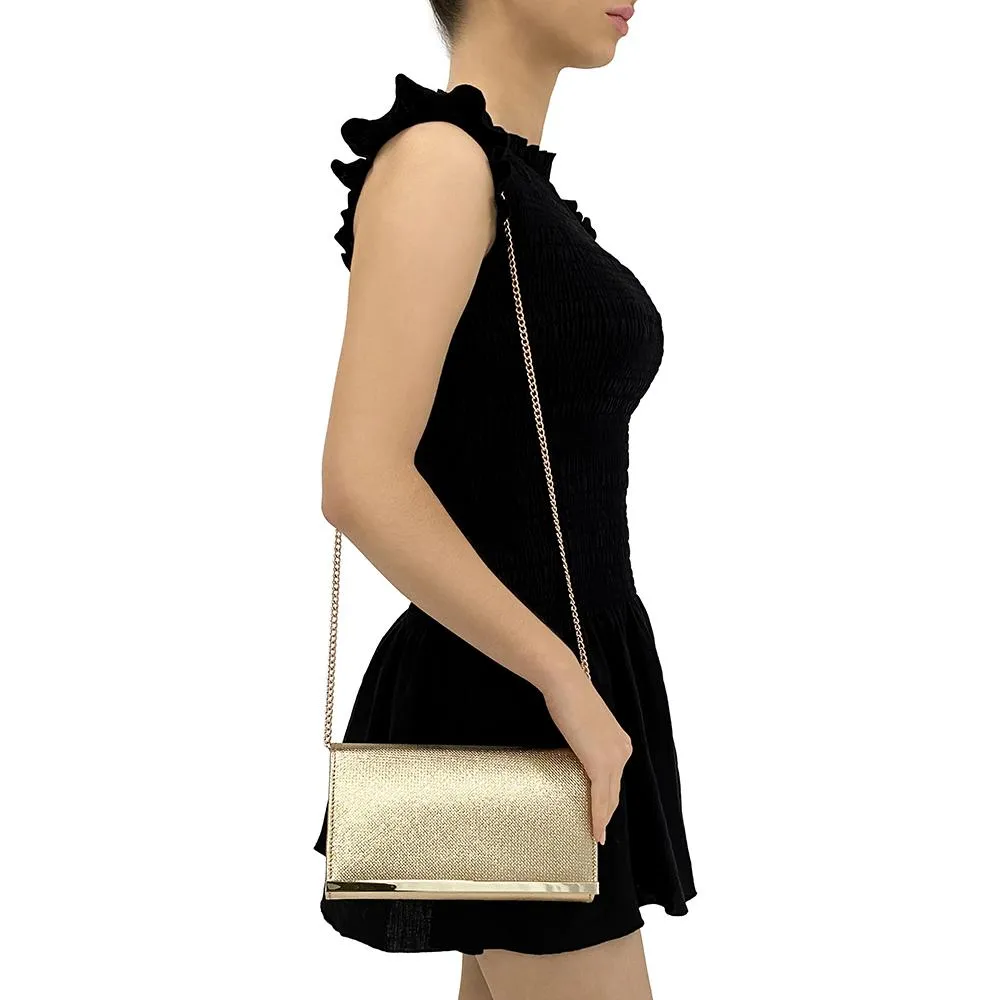 MADDIE Metallic Embossed Foldover Clutch