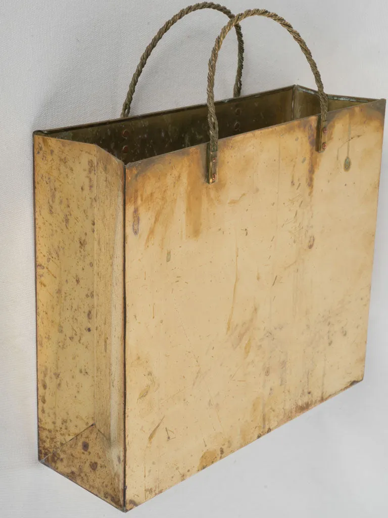 Mid-Century Italian Shopping Bag Magazine Holder - Brass