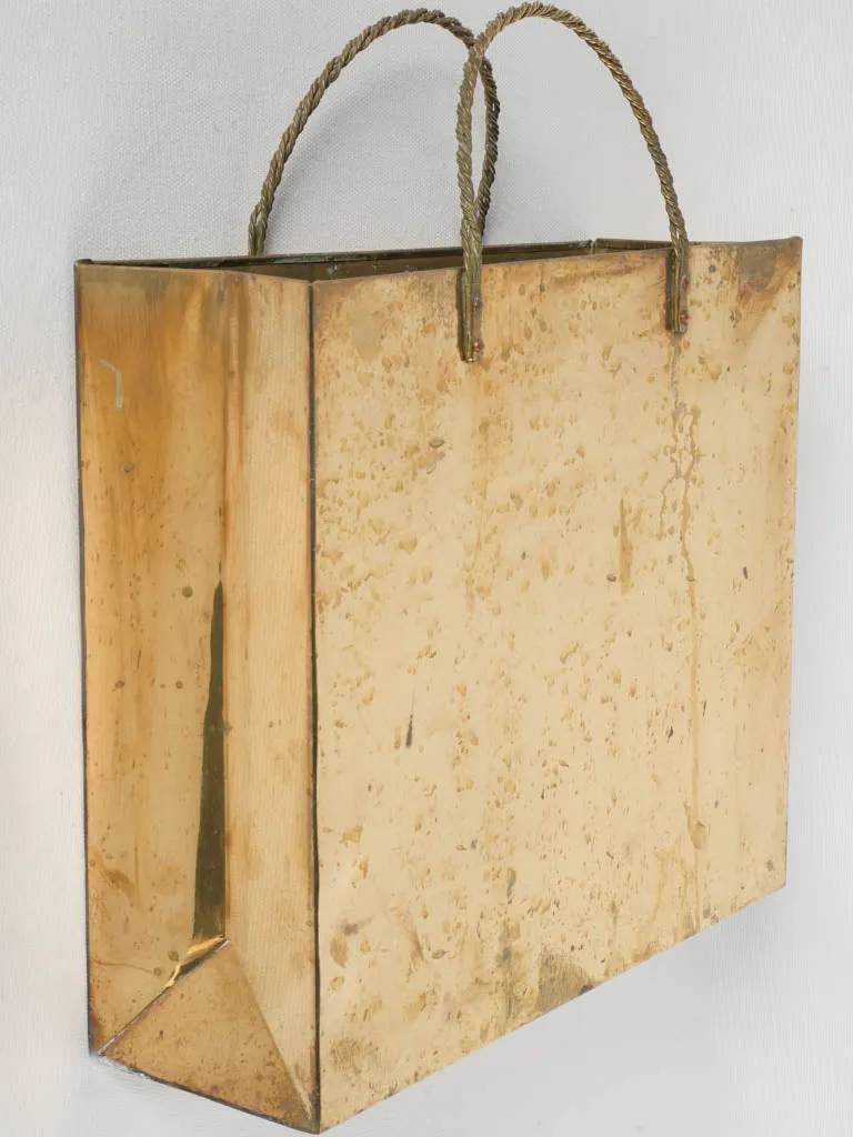 Mid-Century Italian Shopping Bag Magazine Holder - Brass