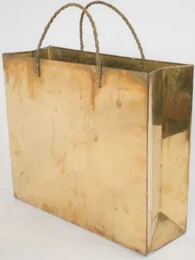 Mid-Century Italian Shopping Bag Magazine Holder - Brass
