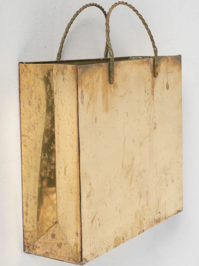 Mid-Century Italian Shopping Bag Magazine Holder - Brass