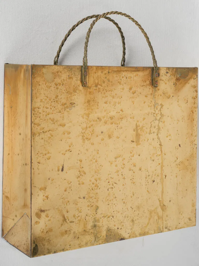 Mid-Century Italian Shopping Bag Magazine Holder - Brass