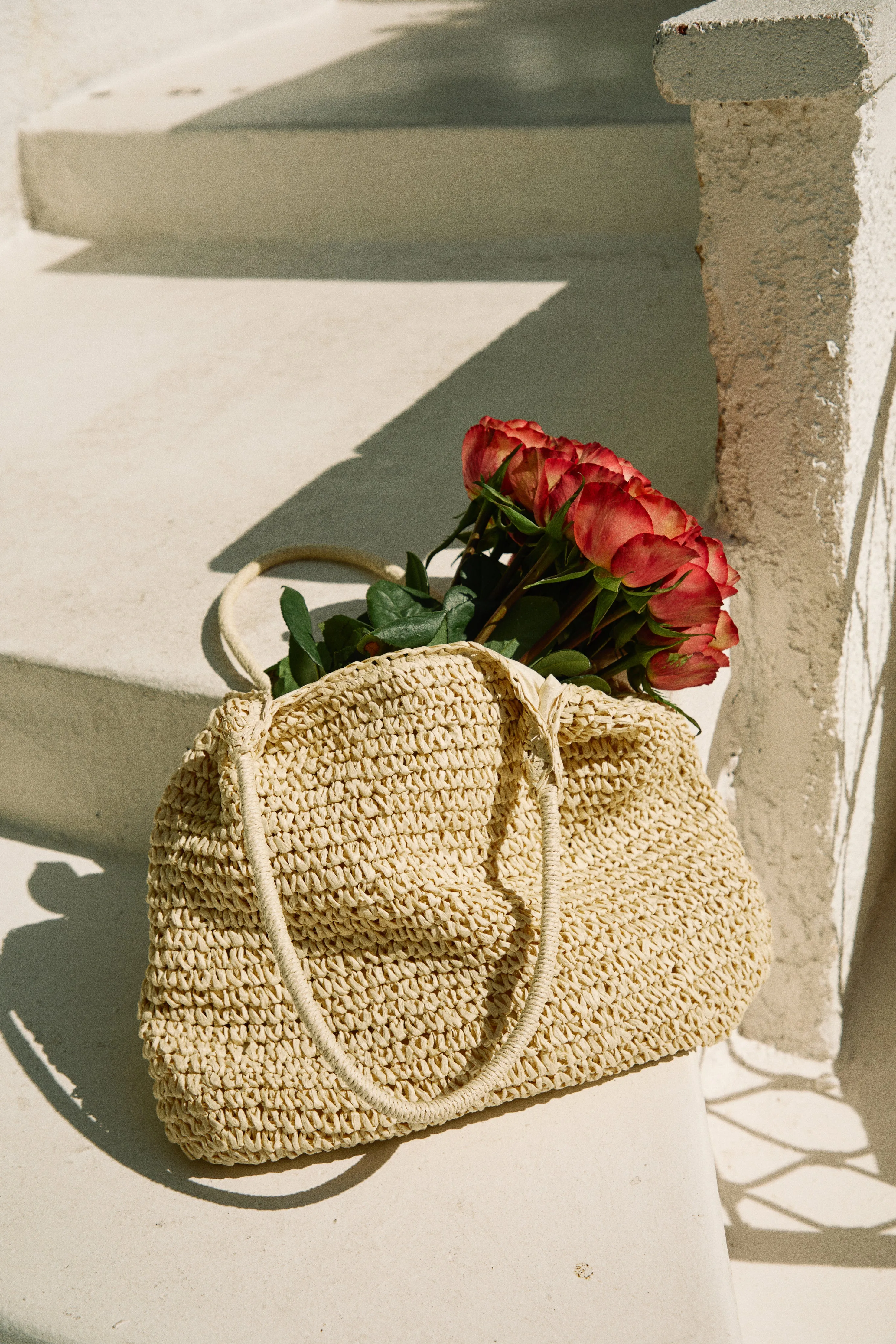 Playa Tulum Woven Straw Shoulder Beach Bag - Natural