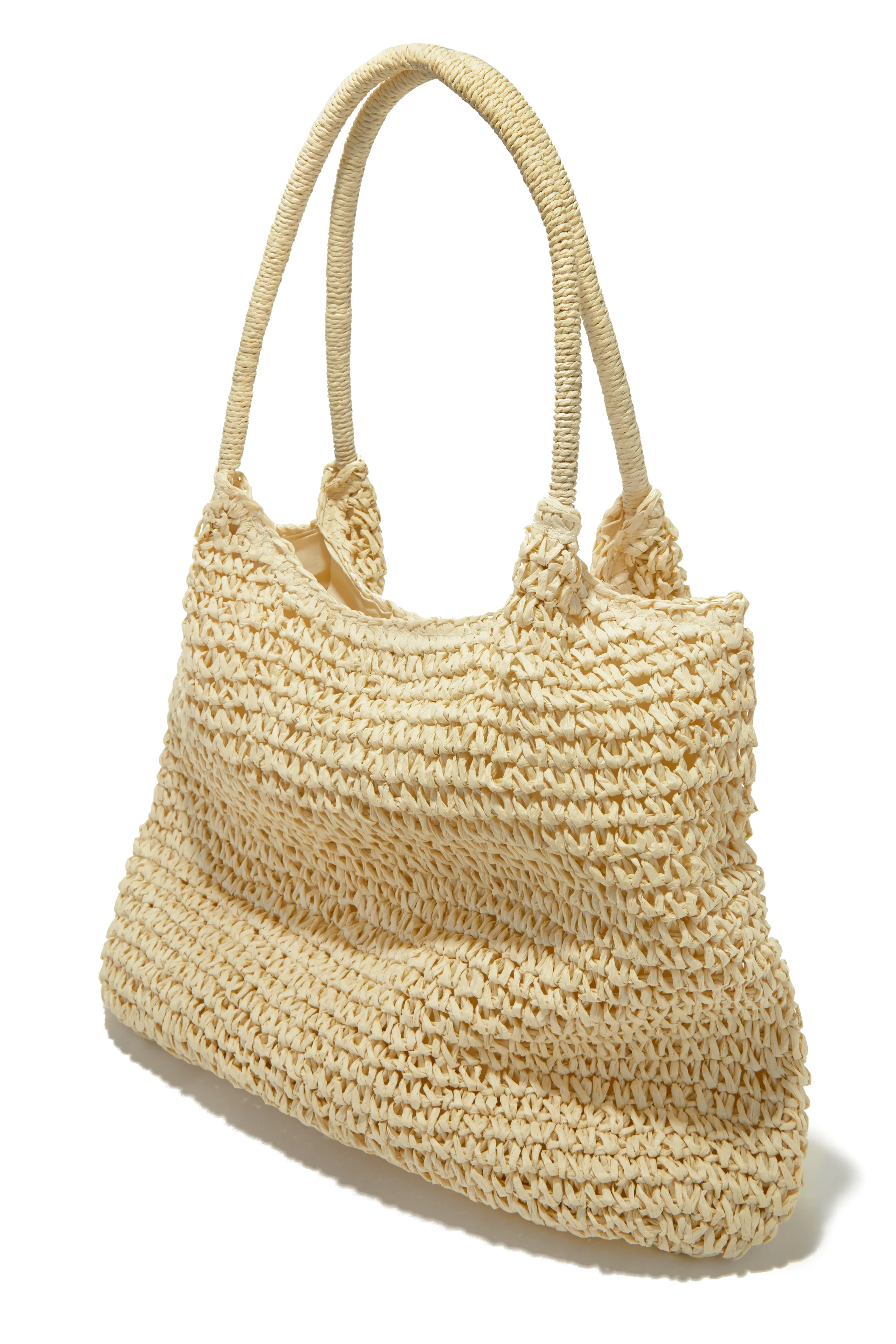 Playa Tulum Woven Straw Shoulder Beach Bag - Natural