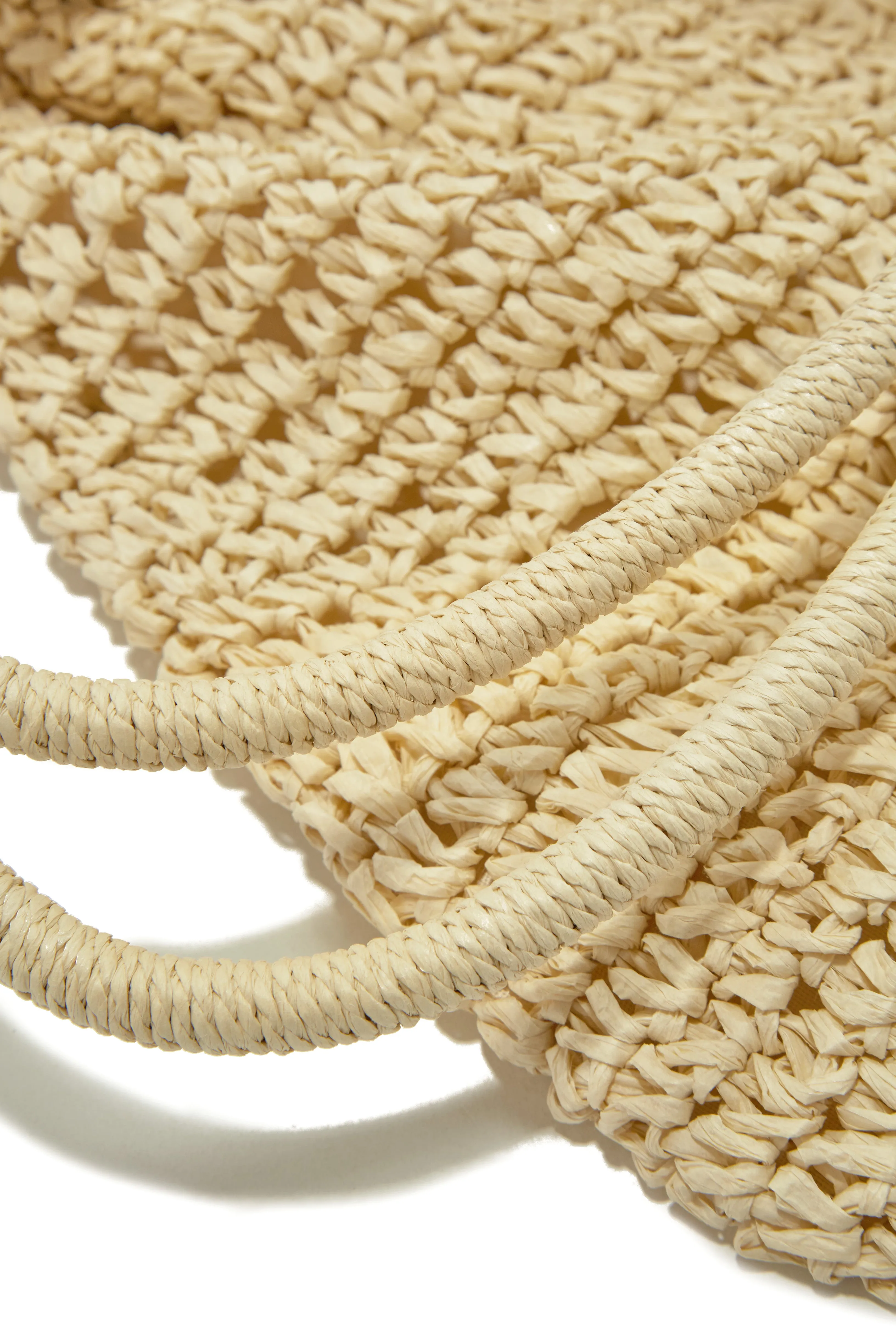 Playa Tulum Woven Straw Shoulder Beach Bag - Natural