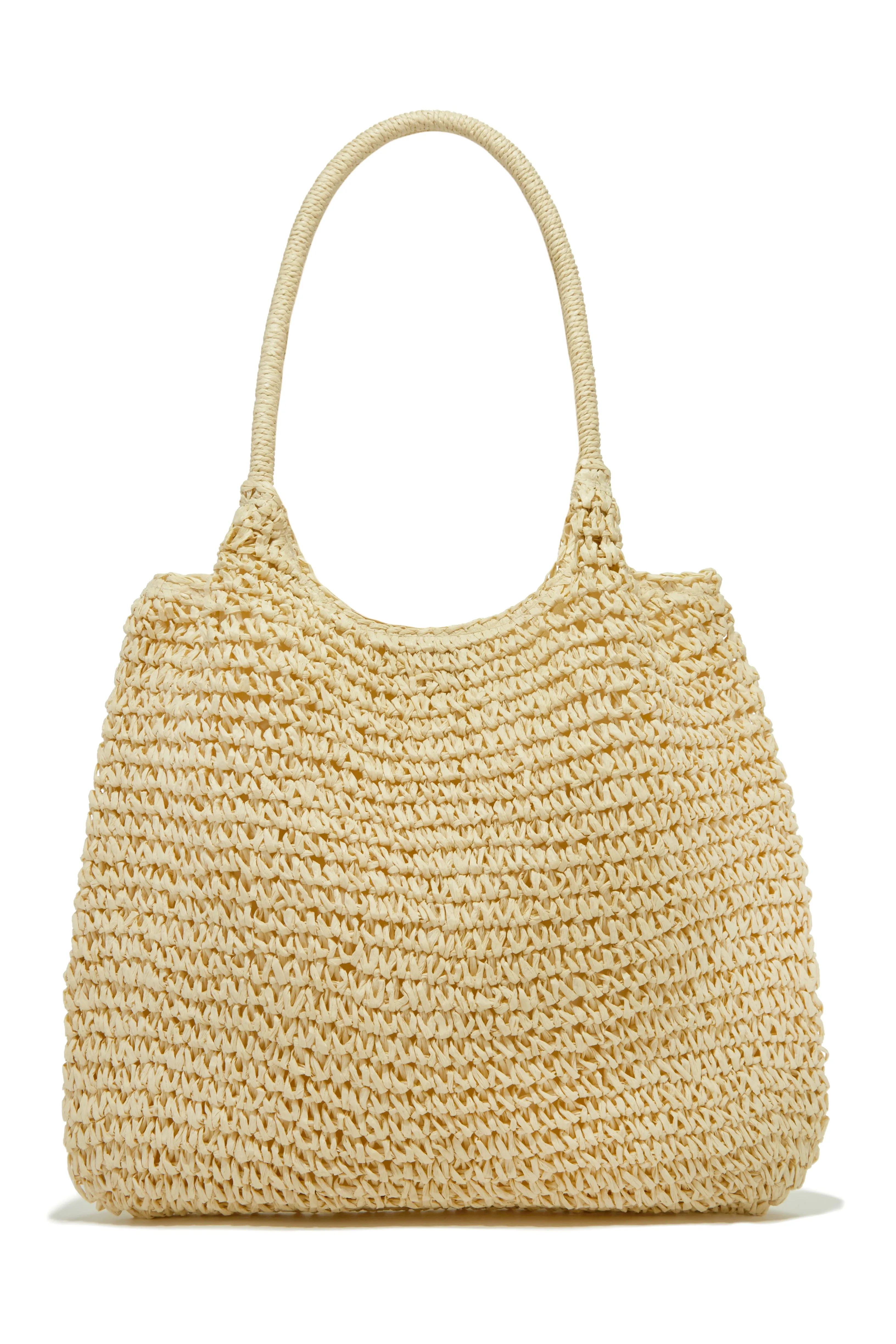 Playa Tulum Woven Straw Shoulder Beach Bag - Natural