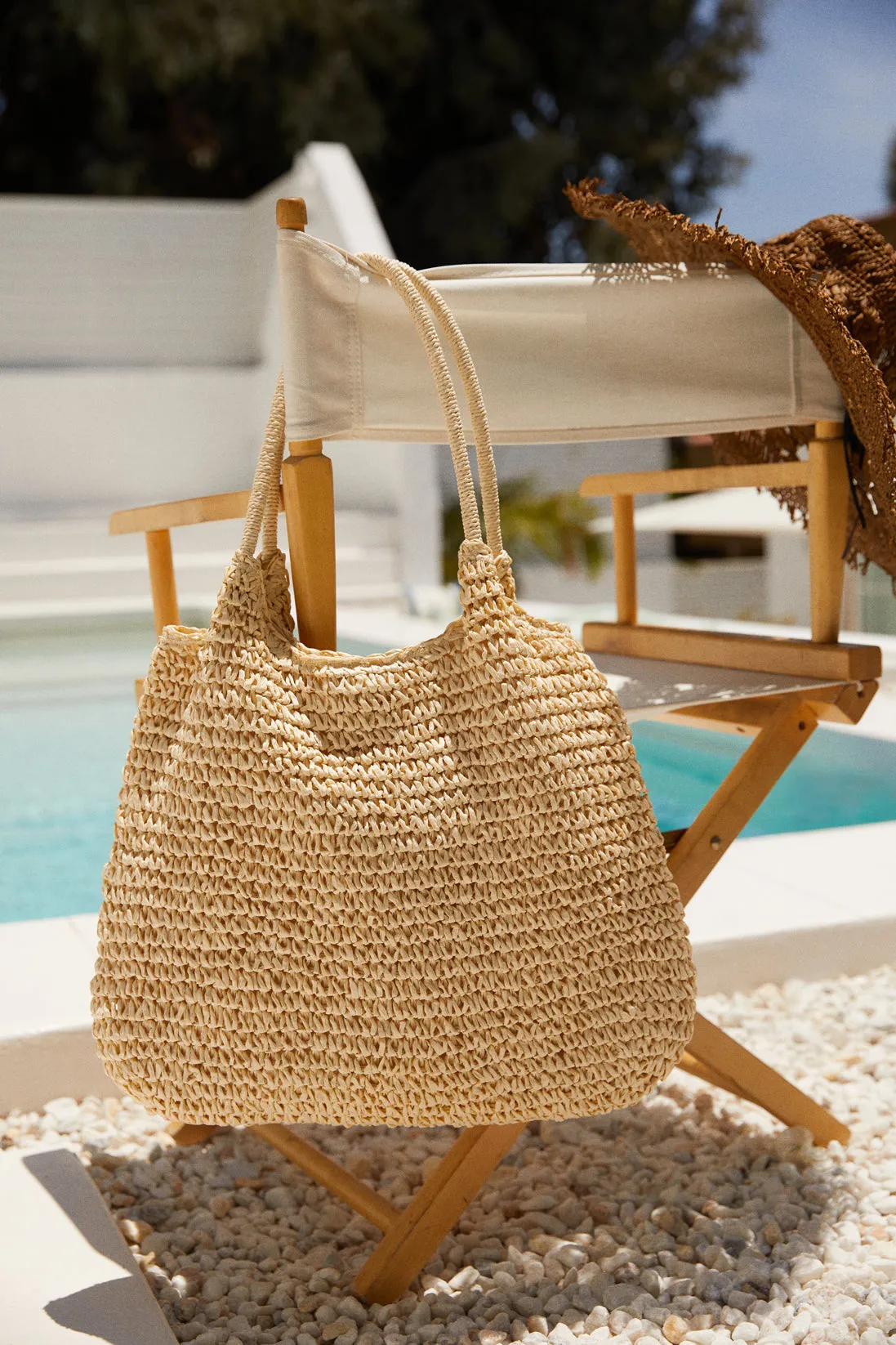 Playa Tulum Woven Straw Shoulder Beach Bag - Natural