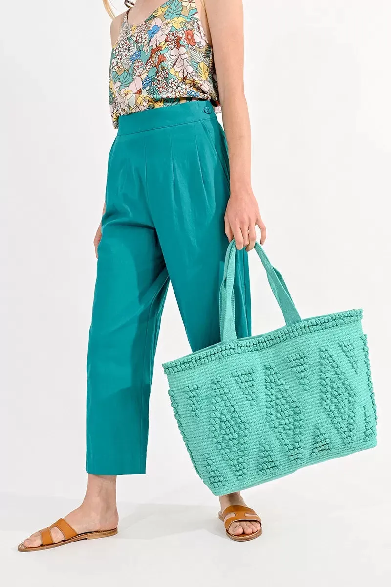 Turquoise Large Shopper Tote